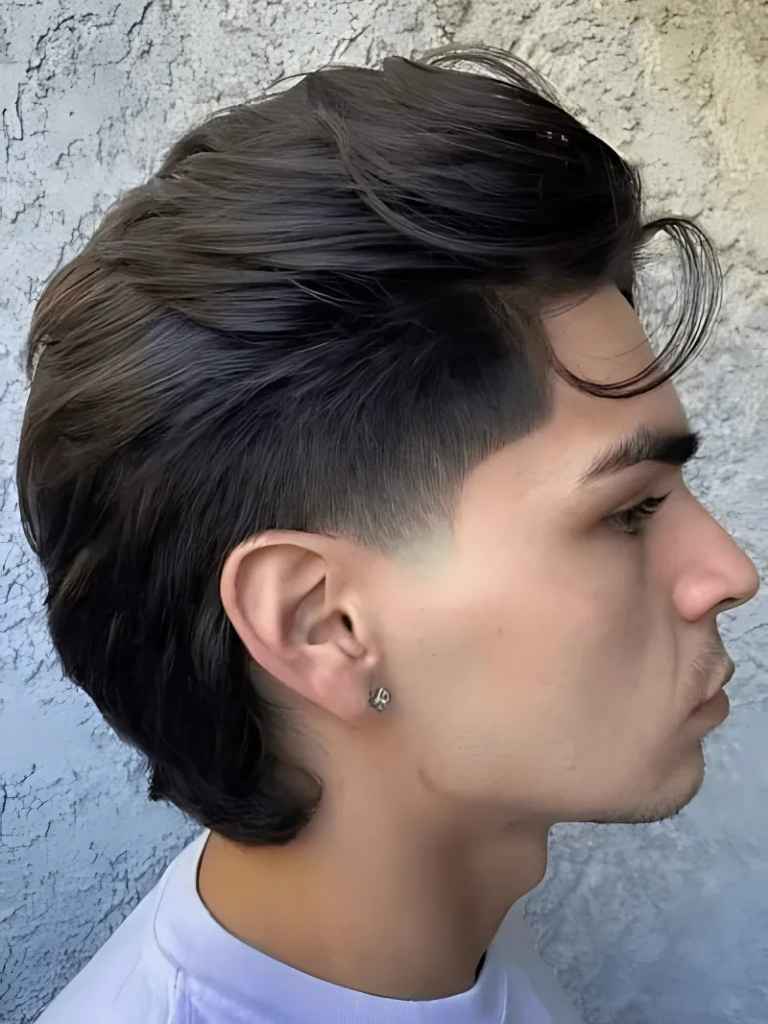 Low Taper Fade Mullet Straight Hair