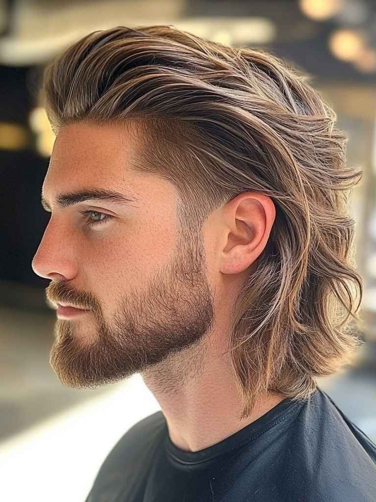 Low Taper Fade with Long Straight Hair