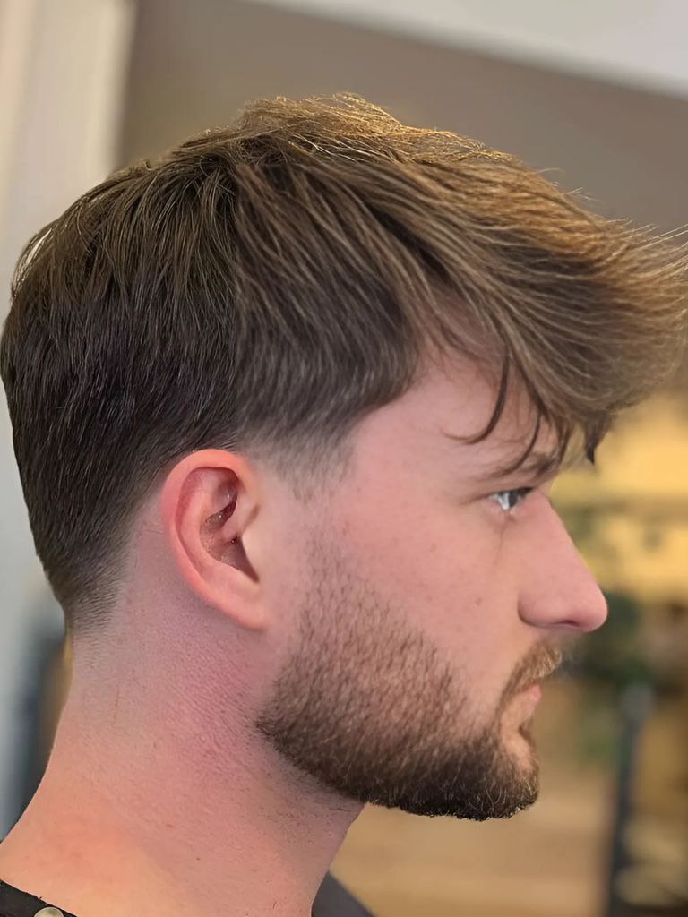 Low Taper Fade with Medium Straight Hair