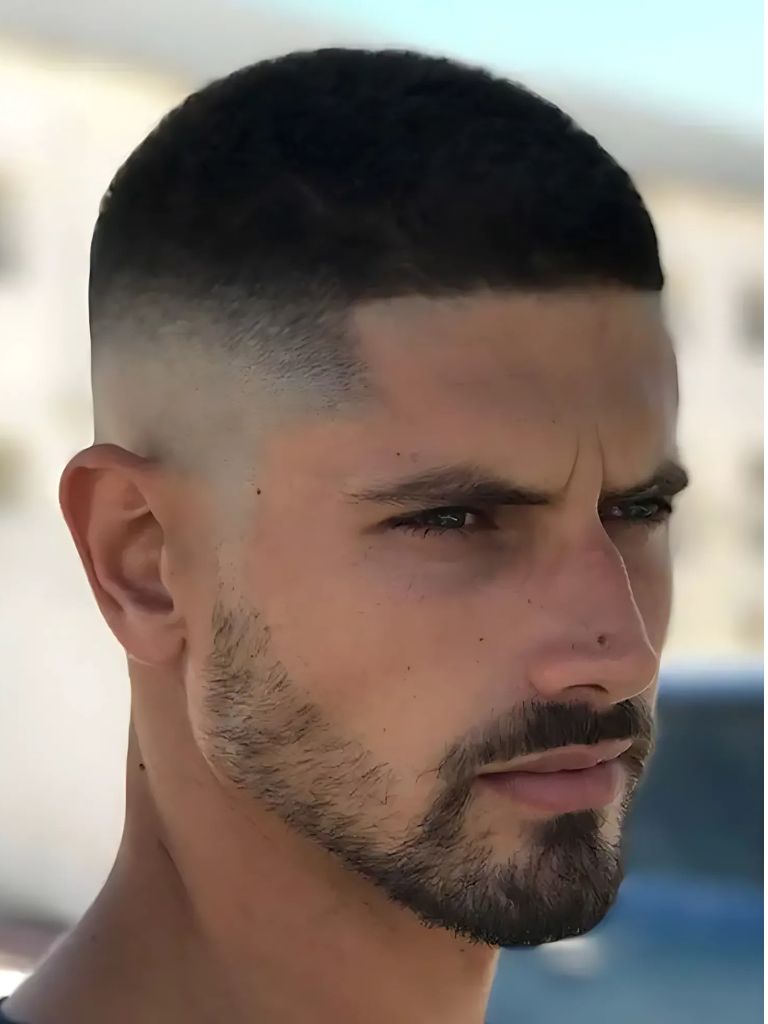 Buzz Cut with Mid Fade and Beard