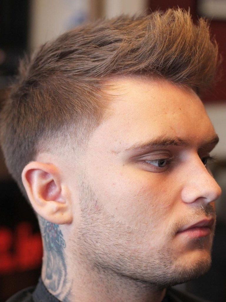 Faux Hawk with Low Taper Fade and Design