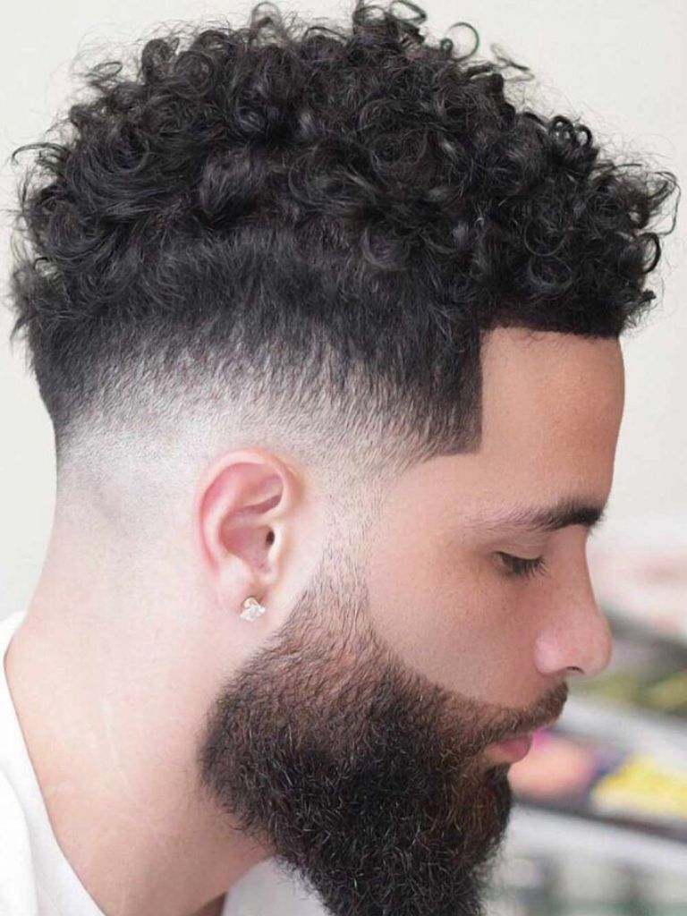 Mid Taper Fade with Curly Top