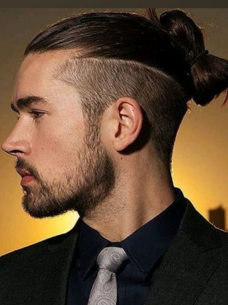 Top Knot with Low Taper Fade