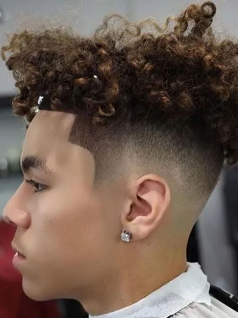 Undercut with Mid Taper Fade Curly Hair