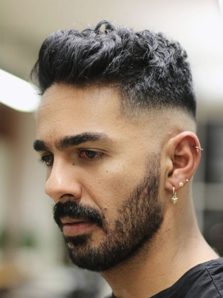Wavy Quiff with Mid Taper Fade